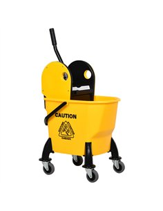 HOMCOM 26L Easy-Move Mop Bucket with Wringer - Yellow...