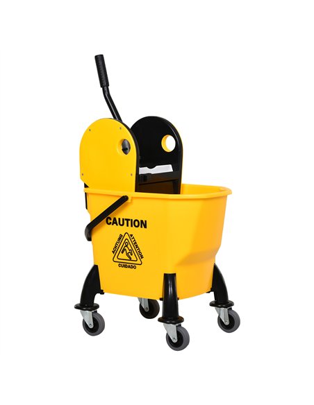 HOMCOM 26L Easy-Move Mop Bucket with Wringer - Yellow 720-017 - pic 133391 | FastDaddyshop