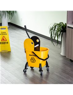 HOMCOM 26L Easy-Move Mop Bucket with Wringer - Yellow... 2