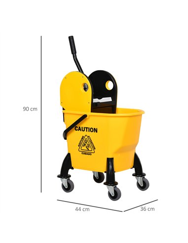 HOMCOM 26L Easy-Move Mop Bucket with...