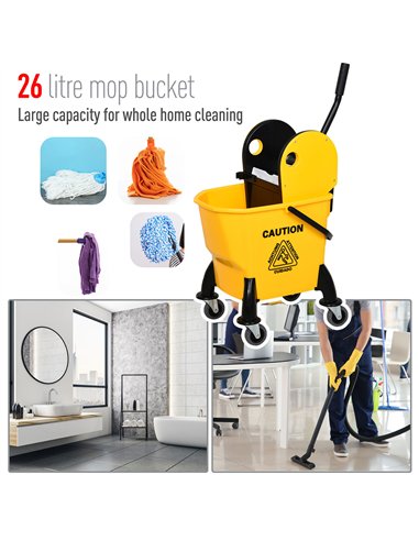 HOMCOM 26L Easy-Move Mop Bucket with...