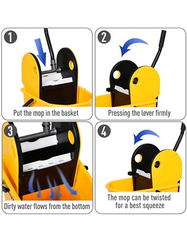 HOMCOM 26L Easy-Move Mop Bucket with...