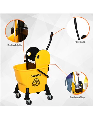HOMCOM 26L Easy-Move Mop Bucket with...