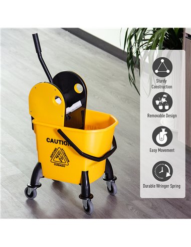 HOMCOM 26L Easy-Move Mop Bucket with...
