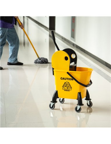 HOMCOM 26L Easy-Move Mop Bucket with...