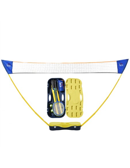 HOMCOM Folding Badminton Net Set with Rackets & Shuttlecocks, Yellow/Blue A95-006 - pic 133436 | FastDaddyshop