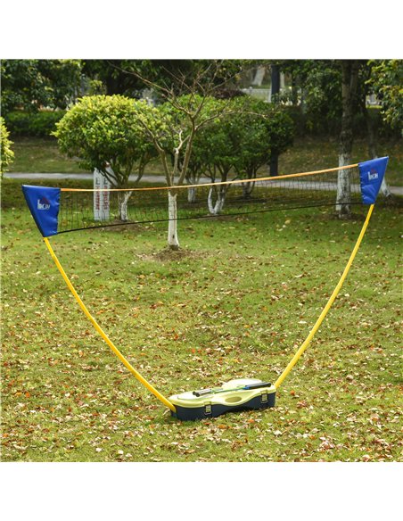 HOMCOM Folding Badminton Net Set with Rackets & Shuttlecocks, Yellow/Blue A95-006 - pic 133437 | FastDaddyshop