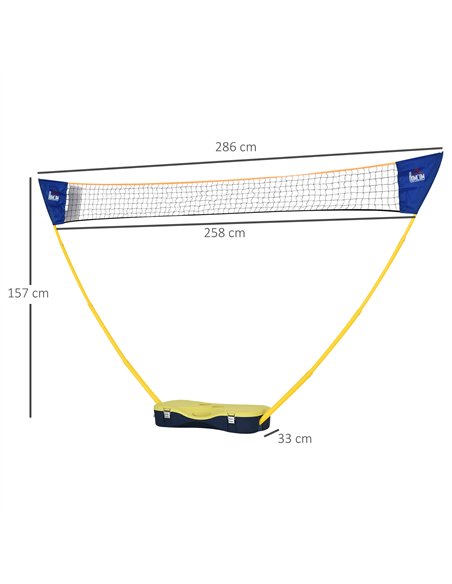HOMCOM Folding Badminton Net Set with Rackets & Shuttlecocks, Yellow/Blue A95-006 - pic 133438 | FastDaddyshop