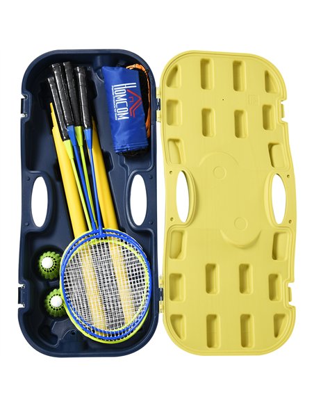HOMCOM Folding Badminton Net Set with Rackets & Shuttlecocks, Yellow/Blue A95-006 - pic 133439 | FastDaddyshop