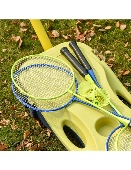 HOMCOM Folding Badminton Net Set with Rackets & Shuttlecocks, Yellow/Blue A95-006 - pic 133444 | FastDaddyshop