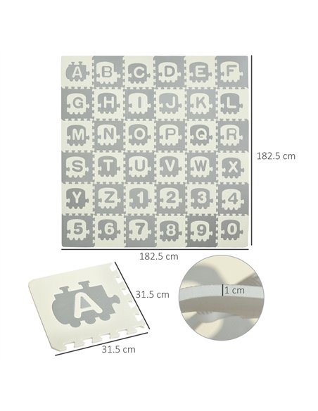 HOMCOM 36Pcs Foldable Baby Foam Play Mat Grey White 431-064 - pic 133465 | FastDaddyshop