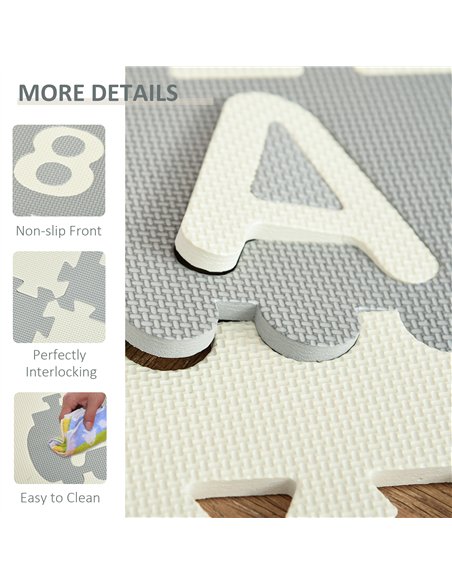 HOMCOM 36Pcs Foldable Baby Foam Play Mat Grey White 431-064 - pic 133468 | FastDaddyshop