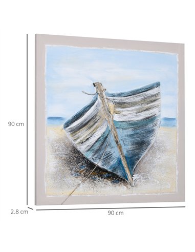 HOMCOM Hand-Painted Canvas Art Blue...