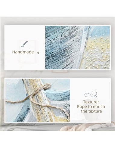 HOMCOM Hand-Painted Canvas Art Blue...