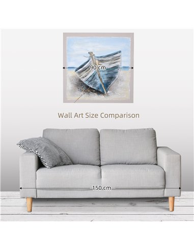 HOMCOM Hand-Painted Canvas Art Blue...
