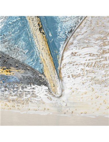 HOMCOM Hand-Painted Canvas Art Blue...