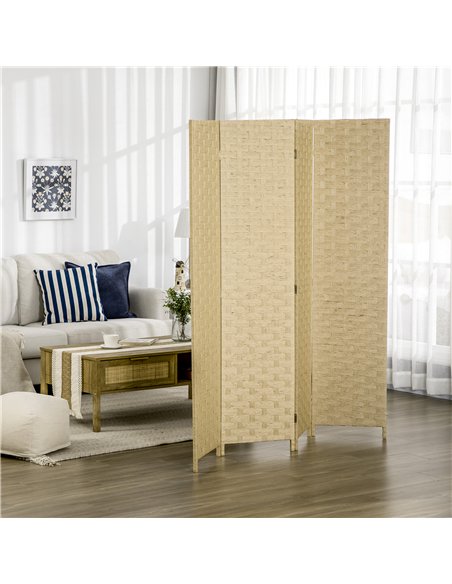 HOMCOM Wave Fibre 4-Panel Folding Room Divider, Brown 830-625V00BN - pic 133482 | FastDaddyshop