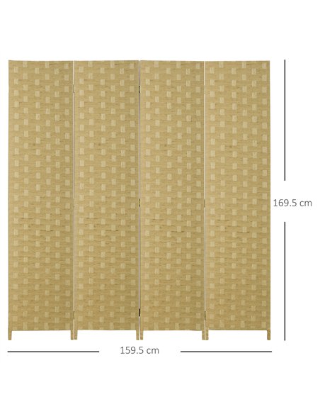 HOMCOM Wave Fibre 4-Panel Folding Room Divider, Brown 830-625V00BN - pic 133483 | FastDaddyshop