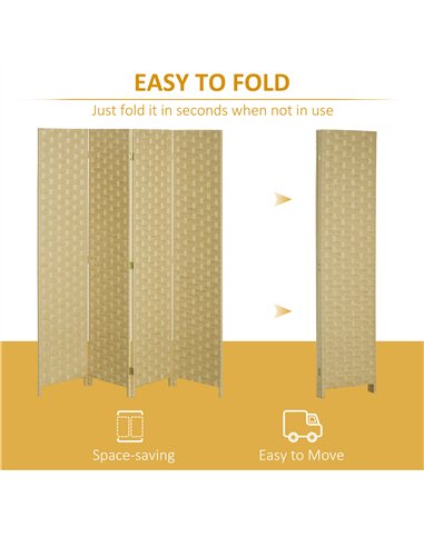 HOMCOM Wave Fibre 4-Panel Folding...