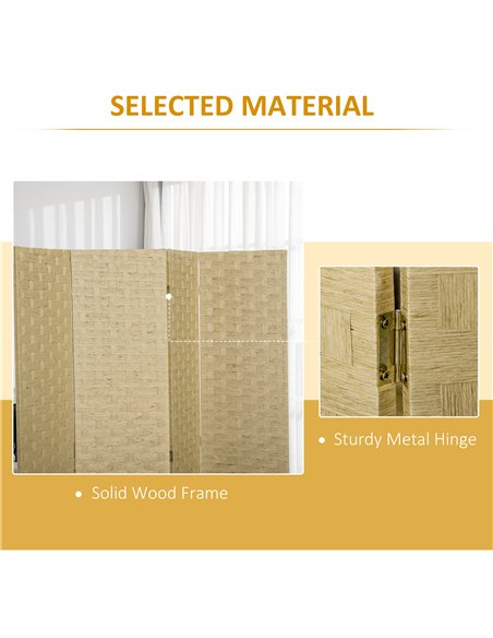 HOMCOM Wave Fibre 4-Panel Folding Room Divider, Brown 830-625V00BN - pic 133485 | FastDaddyshop