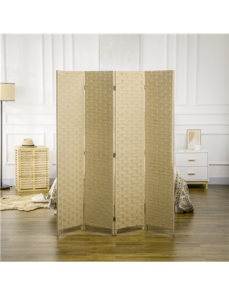HOMCOM Wave Fibre 4-Panel Folding Room Divider, Brown 830-625V00BN - pic 133487 | FastDaddyshop