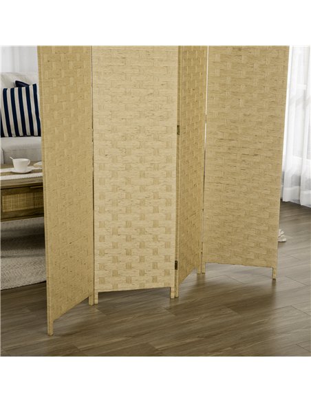 HOMCOM Wave Fibre 4-Panel Folding Room Divider, Brown 830-625V00BN - pic 133489 | FastDaddyshop