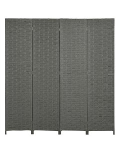 HOMCOM Wave Fibre 4-Panel Folding Room Divider, Grey...