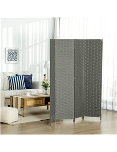 HOMCOM Wave Fibre 4-Panel Folding Room Divider, Grey... 2