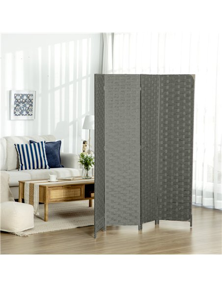 HOMCOM Wave Fibre 4-Panel Folding Room Divider, Grey 830-625V00GY - pic 133491 | FastDaddyshop