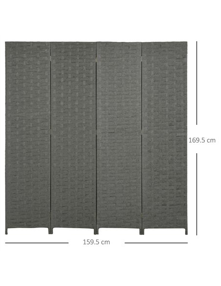 HOMCOM Wave Fibre 4-Panel Folding Room Divider, Grey 830-625V00GY - pic 133492 | FastDaddyshop
