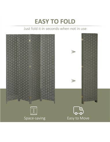 HOMCOM Wave Fibre 4-Panel Folding...