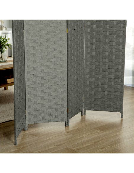 HOMCOM Wave Fibre 4-Panel Folding Room Divider, Grey 830-625V00GY - pic 133497 | FastDaddyshop