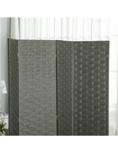 HOMCOM Wave Fibre 4-Panel Folding Room Divider, Grey 830-625V00GY - pic 133498 | FastDaddyshop