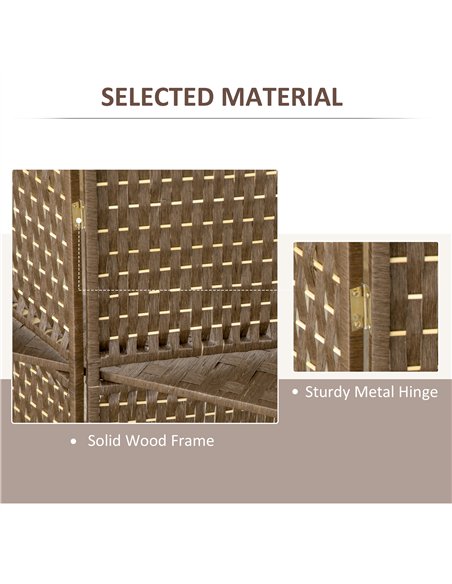 HOMCOM Wave Fibre 4-Panel Room Divider with Shelves, Brown 830-628V00BN - pic 133503 | FastDaddyshop