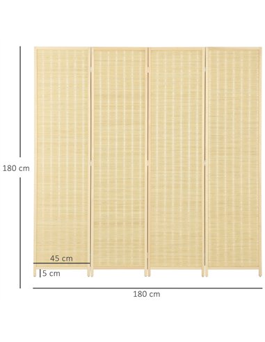 HOMCOM Natural 4 Panel Folding Room...