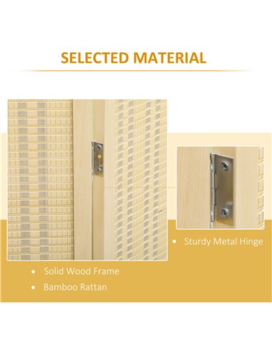 HOMCOM Natural 4 Panel Folding Room...