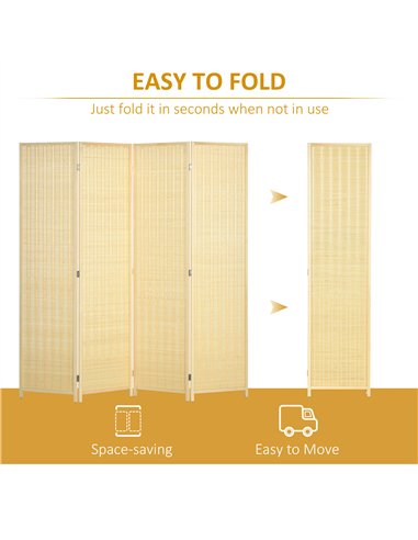 HOMCOM Natural 4 Panel Folding Room...