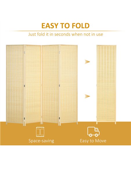 HOMCOM Natural 4 Panel Folding Room Divider Screen 830-700V00ND - pic 133522 | FastDaddyshop