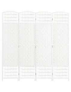 HOMCOM 4 Panel Handwoven Room Divider, White - 830-701V00WT