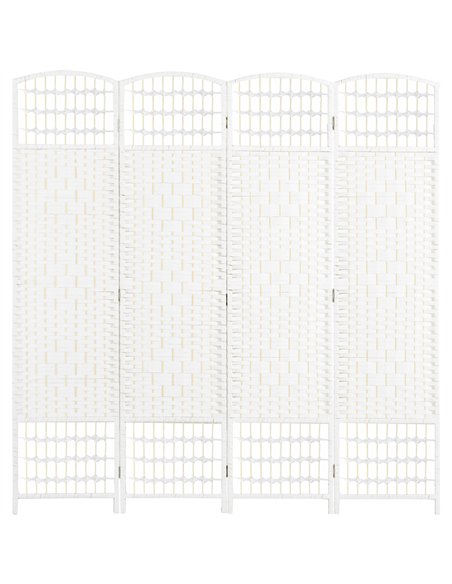 HOMCOM 4 Panel Handwoven Room Divider, White - 830-701V00WT - pic 133526 | FastDaddyshop