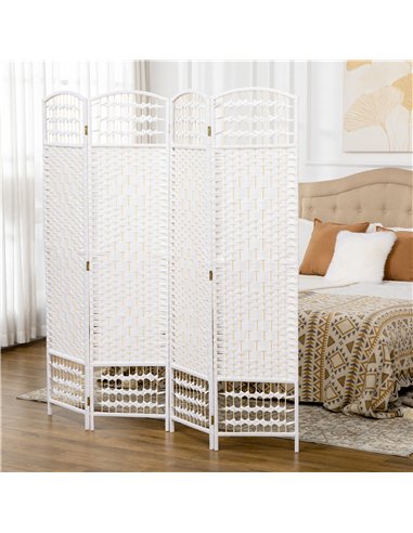 HOMCOM 4 Panel Handwoven Room...