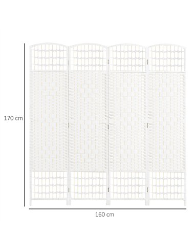 HOMCOM 4 Panel Handwoven Room...