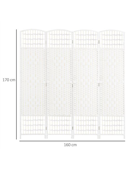 HOMCOM 4 Panel Handwoven Room Divider, White - 830-701V00WT - pic 133528 | FastDaddyshop