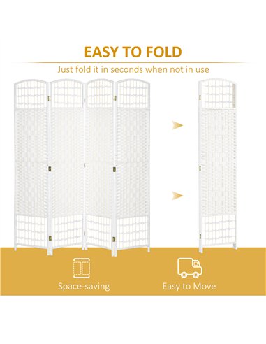 HOMCOM 4 Panel Handwoven Room...