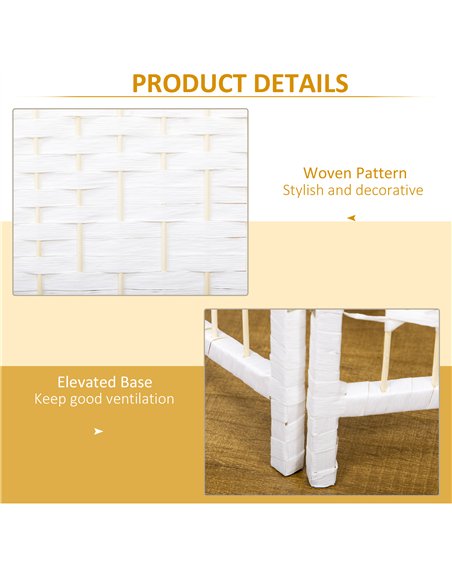 HOMCOM 4 Panel Handwoven Room Divider, White - 830-701V00WT - pic 133531 | FastDaddyshop