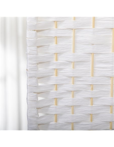 HOMCOM 4 Panel Handwoven Room Divider, White - 830-701V00WT - pic 133534 | FastDaddyshop