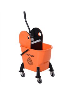 HOMCOM 26L Mop Bucket with Wringer & Wheels - Orange 720-011