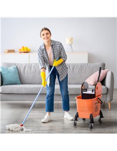 HOMCOM 26L Mop Bucket with Wringer & Wheels - Orange 720-011 2