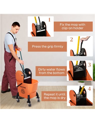 HOMCOM 26L Mop Bucket with Wringer &...