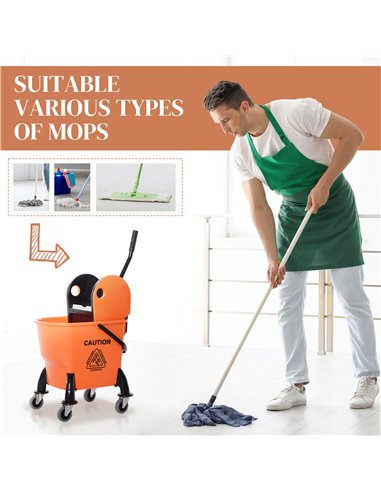 HOMCOM 26L Mop Bucket with Wringer &...